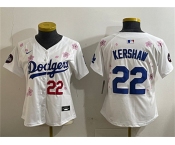 Women's Los Angeles Dodgers #22 Clayton Kershaw White 2025 Tokyo Series Limited Stitched Baseball Jersey