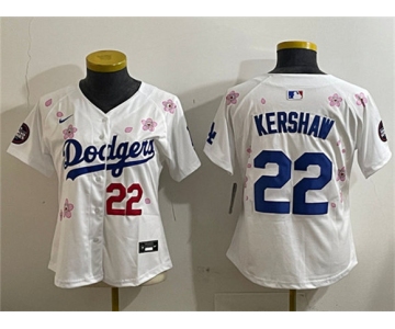 Women's Los Angeles Dodgers #22 Clayton Kershaw White 2025 Tokyo Series Limited Stitched Baseball Jersey