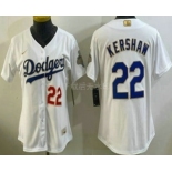 Women's Los Angeles Dodgers #22 Clayton Kershaw White 2026 Gold Collection Stadium Jersey Women's Los Angeles Dodgers #22 Clayton Kershaw White 2026 Gold Collection Stadium Jersey