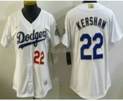 Women's Los Angeles Dodgers #22 Clayton Kershaw White 2026 Gold Collection Stadium Jersey Women's Los Angeles Dodgers #22 Clayton Kershaw White 2026 Gold Collection Stadium Jersey