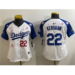 Women's Los Angeles Dodgers #22 Clayton Kershaw White Royal 2025 Tokyo Series Limited Stitched Baseball Jersey