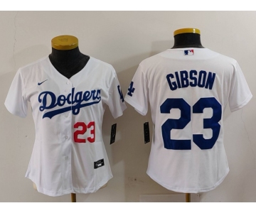 Women's Los Angeles Dodgers #23 Kirk Gibson Number White Cool Base Stitched Jersey