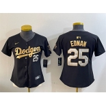 Women's Los Angeles Dodgers #25 Tommy Edman Black Gold Limited Stitched Baseball Jersey