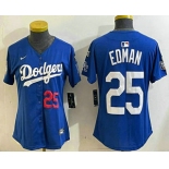 Women's Los Angeles Dodgers #25 Tommy Edman Number Blue 2024 World Series With Fernando 34 Fashion Limited Stitched Jerseys