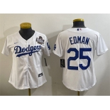 Women's Los Angeles Dodgers #25 Tommy Edman White 2024 World Series Cool Base Stitched Baseball Jersey