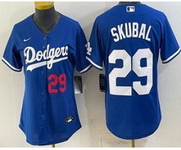Women's Los Angeles Dodgers #29 Tarik Skubal Blue Cool Base Stitched Jersey
