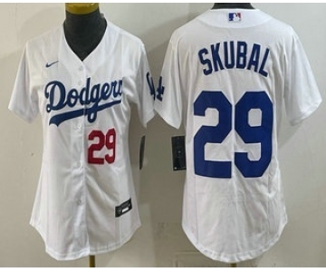Women's Los Angeles Dodgers #29 Tarik Skubal White Cool Base Stitched Jersey