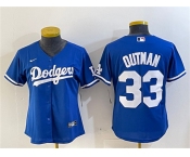Women's Los Angeles Dodgers #33 James Outman Royal Cool Base Stitched Baseball Jersey