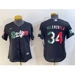Women's Los Angeles Dodgers #34 Fernando Valenzuela Authentic Collection Stitched MLB Jersey