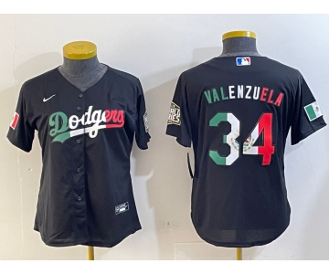 Women's Los Angeles Dodgers #34 Fernando Valenzuela Authentic Collection Stitched MLB Jersey
