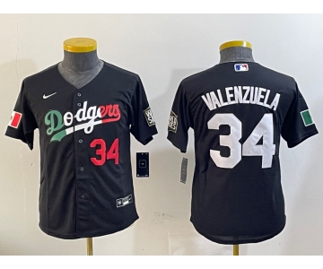 Women's Los Angeles Dodgers #34 Fernando Valenzuela Number Black Mexico 2020 World Series Cool Base Nike Jersey