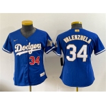 Women's Los Angeles Dodgers #34 Fernando Valenzuela Royal 2026 Alternate Gold Collection Stadium Stitched Baseball Jersey Women's Los Angeles Dodgers #34 Fernando Valenzuela Royal 2026 Alternate Gold Collection Stadium Stitched Baseball Jersey
