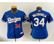 Women's Los Angeles Dodgers #34 Fernando Valenzuela Royal 2026 Alternate Gold Collection Stadium Stitched Baseball Jersey Women's Los Angeles Dodgers #34 Fernando Valenzuela Royal 2026 Alternate Gold Collection Stadium Stitched Baseball Jersey