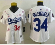 Women's Los Angeles Dodgers #34 Fernando Valenzuela White 2025 Tokyo Series Limited Jersey