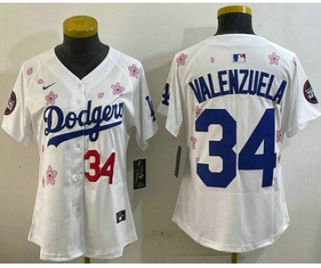 Women's Los Angeles Dodgers #34 Fernando Valenzuela White 2025 Tokyo Series Limited Jersey