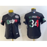 Women's Los Angeles Dodgers #34 Toro Valenzuela Black Mexico 2024 World Series Cool Base Stitched Jersey