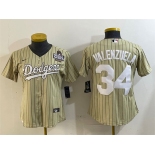 Women's Los Angeles Dodgers #34 Toro Valenzuela Cream 2024 World Series Cool Base Stitched Baseball Jersey