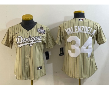 Women's Los Angeles Dodgers #34 Toro Valenzuela Cream 2024 World Series Cool Base Stitched Baseball Jersey