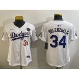 Women's Los Angeles Dodgers #34 Toro Valenzuela White Gold 2024 World Series With Fernando Memorial Patch Limited Stitched Baseball Jersey