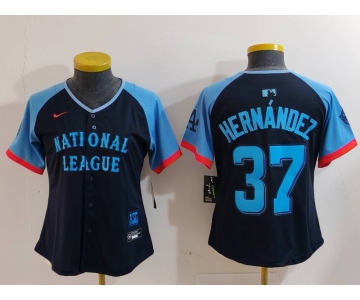 Women's Los Angeles Dodgers #37 Teoscar Hernandez Navy 2024 All Star Limited Stitched Jersey