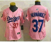 Women's Los Angeles Dodgers #37 Teoscar Hernandez Pink 2025 Tokyo Series Limited Stitched Jersey