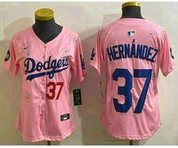 Women's Los Angeles Dodgers #37 Teoscar Hernandez Pink 2025 Tokyo Series Limited Stitched Jersey