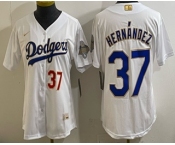 Women's Los Angeles Dodgers #37 Teoscar Hernandez White 2026 Gold Collection Stadium Jersey Women's Los Angeles Dodgers #37 Teoscar Hernandez White 2026 Gold Collection Stadium Jersey