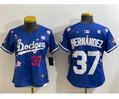 Women's Los Angeles Dodgers #37 Teoscar Hernández Royal 2025 Tokyo Series Limited Stitched Baseball Jersey