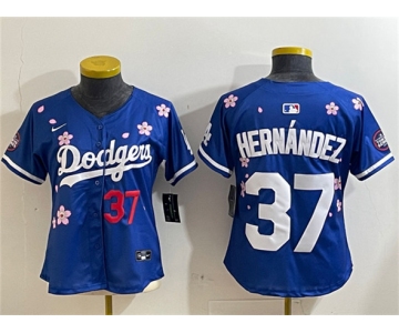 Women's Los Angeles Dodgers #37 Teoscar Hernández Royal 2025 Tokyo Series Limited Stitched Baseball Jersey