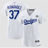 Women's Los Angeles Dodgers #37 Teoscar Hernández White 2025 World Series Home Cool Base Stitched Baseball Jersey Women's Los Angeles Dodgers #37 Teoscar Hernández White 2025 World Series Home Cool Base Stitched Baseball Jersey