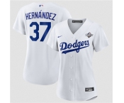 Women's Los Angeles Dodgers #37 Teoscar Hernández White 2025 World Series Home Cool Base Stitched Baseball Jersey Women's Los Angeles Dodgers #37 Teoscar Hernández White 2025 World Series Home Cool Base Stitched Baseball Jersey