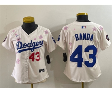 Women's Los Angeles Dodgers #43 Anthony Banda Cream 2025 Tokyo Series Limited Stitched Baseball Jersey