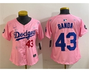 Women's Los Angeles Dodgers #43 Anthony Banda Pink 2025 Tokyo Series Limited Stitched Baseball Jersey