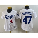 Women's Los Angeles Dodgers #47 Ben Rortvedt White Cool Base Stitched Baseball Jersey Women's Los Angeles Dodgers #47 Ben Rortvedt White Cool Base Stitched Baseball Jersey