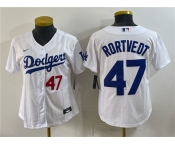 Women's Los Angeles Dodgers #47 Ben Rortvedt White Cool Base Stitched Baseball Jersey Women's Los Angeles Dodgers #47 Ben Rortvedt White Cool Base Stitched Baseball Jersey
