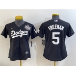 Women's Los Angeles Dodgers #5 Freddie Freeman Black 2024 World Series Cool Base Stitched Baseball Jersey