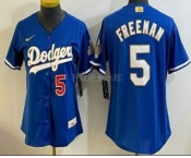 Women's Los Angeles Dodgers #5 Freddie Freeman Blue 2026 Gold Collection Stadium Jersey Women's Los Angeles Dodgers #5 Freddie Freeman Blue 2026 Gold Collection Stadium Jersey