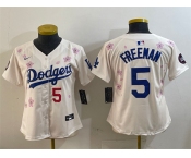 Women's Los Angeles Dodgers #5 Freddie Freeman Cream 2025 Tokyo Series Limited Stitched Baseball Jersey