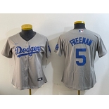 Women's Los Angeles Dodgers #5 Freddie Freeman Grey Cool Base Stitched Jersey