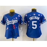Women's Los Angeles Dodgers #5 Freddie Freeman Royal 2025 Tokyo Series Limited Stitched Baseball Jersey