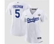 Women's Los Angeles Dodgers #5 Freddie Freeman White 2025 World Series Home Cool Base Stitched Baseball Jersey Women's Los Angeles Dodgers #5 Freddie Freeman White 2025 World Series Home Cool Base Stitched Baseball Jersey