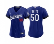 Women's Los Angeles Dodgers #50 Mookie Betts 2021 Royal City Connect Cool Base Stitched Baseball Jersey