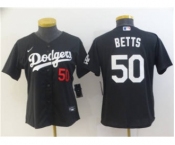 Women's Los Angeles Dodgers #50 Mookie Betts Black Stitched Baseball Jersey
