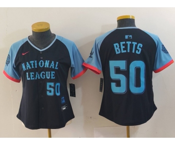 Women's Los Angeles Dodgers #50 Mookie Betts Number Navy 2024 All Star Limited Stitched Jersey