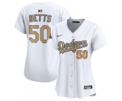Women's Los Angeles Dodgers #50 Mookie Betts White 2025 Gold Collection Limited Stitched Baseball Jersey