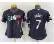 Women's Los Angeles Dodgers #7 Julio Urias Black Mexico Number 2020 World Series Cool Base Nike Jersey