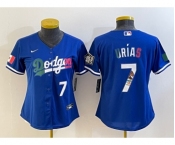 Women's Los Angeles Dodgers #7 Julio Urias Blue 2020 World Series Cool Base Nike Jersey3
