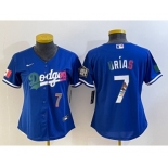 Women's Los Angeles Dodgers #7 Julio Urias Blue 2020 World Series Cool Base Nike Jersey5