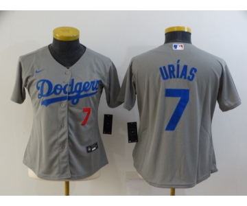 Women's Los Angeles Dodgers #7 Julio Urias Grey Stitched MLB Cool Base Nike Jersey