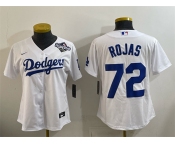 Women's Los Angeles Dodgers #72 Miguel Rojas White 2025 World Series Home Cool Base Stitched Baseball Jersey Women's Los Angeles Dodgers #72 Miguel Rojas White 2025 World Series Home Cool Base Stitched Baseball Jersey